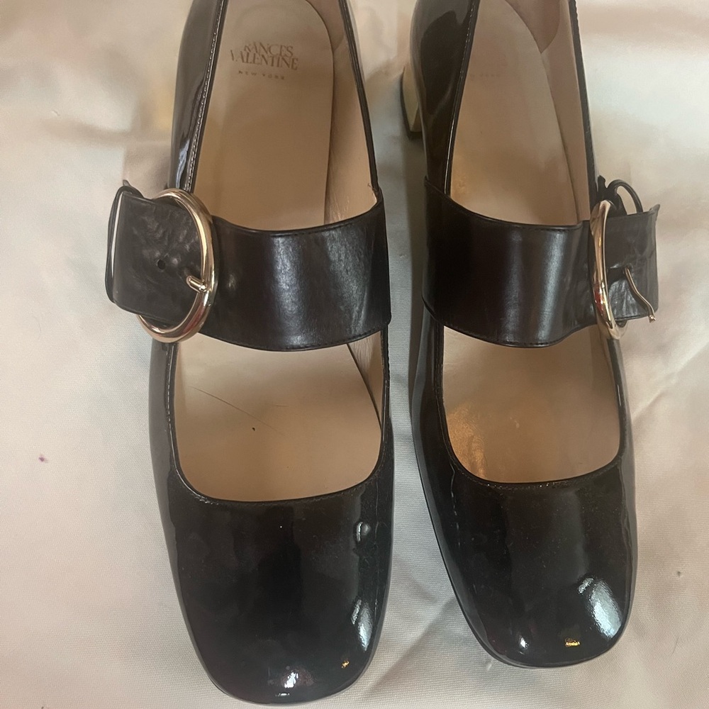 Frances Valentine Black Patent Leather Mary Janes